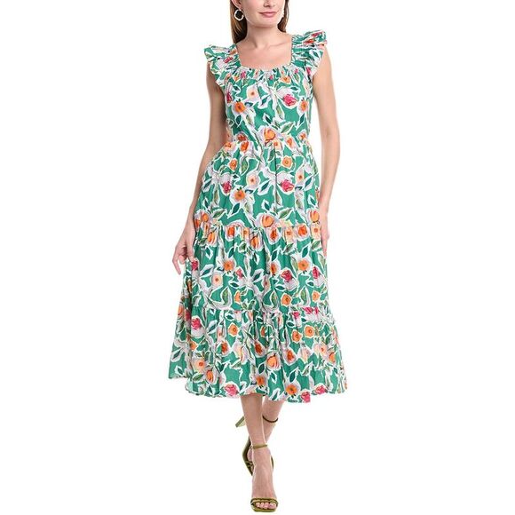 English Factory Dresses & Skirts - English Factory Womens  Back Bow Floral Midi Dress, Green